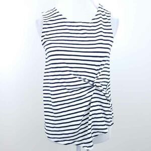 Mello Day Stripe Sleeveless Shirt Tank Black Sz 6 Shirt Ruched Side Casual Work